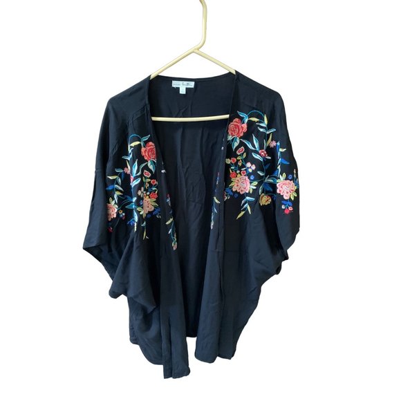 Nine Britton Womens Size XL Oversize Embroidered Jacket Open Front Cardigan Shor - Picture 6 of 13